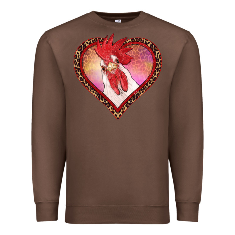 Valentine's Day Rooster With Leopard Heart Premium Sweatshirt by RanaPortraitStore | Teevron