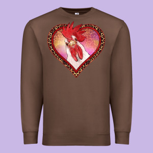 Valentine's Day Rooster With Leopard Heart Premium Sweatshirt Designed By Ranaportraitstore
