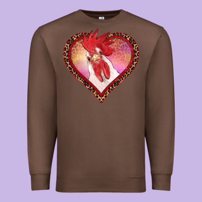 Valentine's Day Rooster With Leopard Heart Premium Sweatshirt Designed By Ranaportraitstore