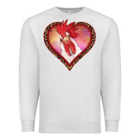 Oatmeal Heather valentine's day rooster with leopard heart Premium Sweatshirt - RanaPortraitStore