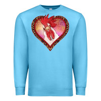 Ocean Blue valentine's day rooster with leopard heart Premium Sweatshirt - RanaPortraitStore
