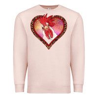Pale Pink valentine's day rooster with leopard heart Premium Sweatshirt - RanaPortraitStore