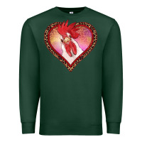 Sports Green valentine's day rooster with leopard heart Premium Sweatshirt - RanaPortraitStore
