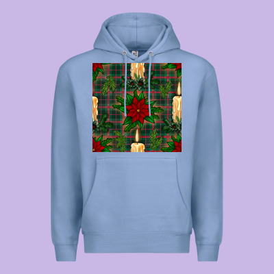 Christmas Candle And Ornaments Seamless Pattern Premium Hoodie Designed By Bundleandbundleshop