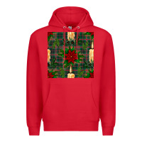 Red christmas candle and ornaments seamless pattern Premium Hoodie - BundleAndBundleShop