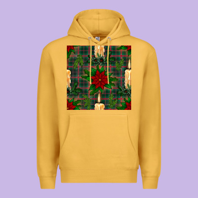 Christmas Candle And Ornaments Seamless Pattern Premium Hoodie Designed By Bundleandbundleshop
