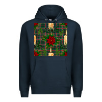Navy christmas candle and ornaments seamless pattern Premium Hoodie - BundleAndBundleShop