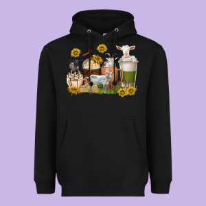 Coffee Cups Goats Heavyweight Hoodie Designed By Texasbilliewilder