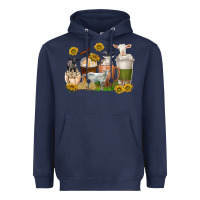 Navy coffee cups goats Heavyweight Hoodie - texasbilliewilder