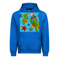 Cobalt 4th of july cacti seamless pattern Urban Hoodie - BundleAndBundleShop