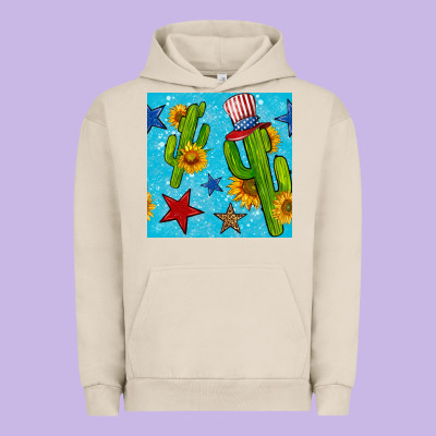 4th Of July Cacti Seamless Pattern Urban Hoodie Designed By Bundleandbundleshop