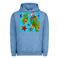 Pigment Pebble Blue 4th of july cacti seamless pattern Urban Hoodie - BundleAndBundleShop