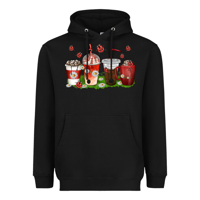 Coffee Cups Lady Bug With Daisies Heavyweight Hoodie by texasbilliewilder | Teevron