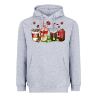 Heather Grey coffee cups lady bug with daisies Heavyweight Hoodie - texasbilliewilder