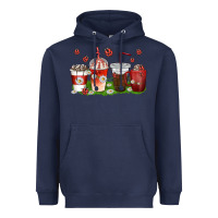 Navy coffee cups lady bug with daisies Heavyweight Hoodie - texasbilliewilder
