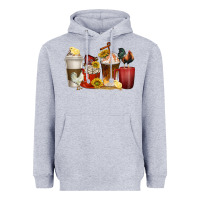 Heather Grey coffee cups rooster Heavyweight Hoodie - texasbilliewilder