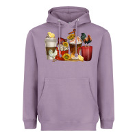 Lavender coffee cups rooster Heavyweight Hoodie - texasbilliewilder