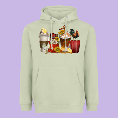 Heavyweight Hoodie coffee cups rooster