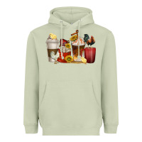 Matcha coffee cups rooster Heavyweight Hoodie - texasbilliewilder