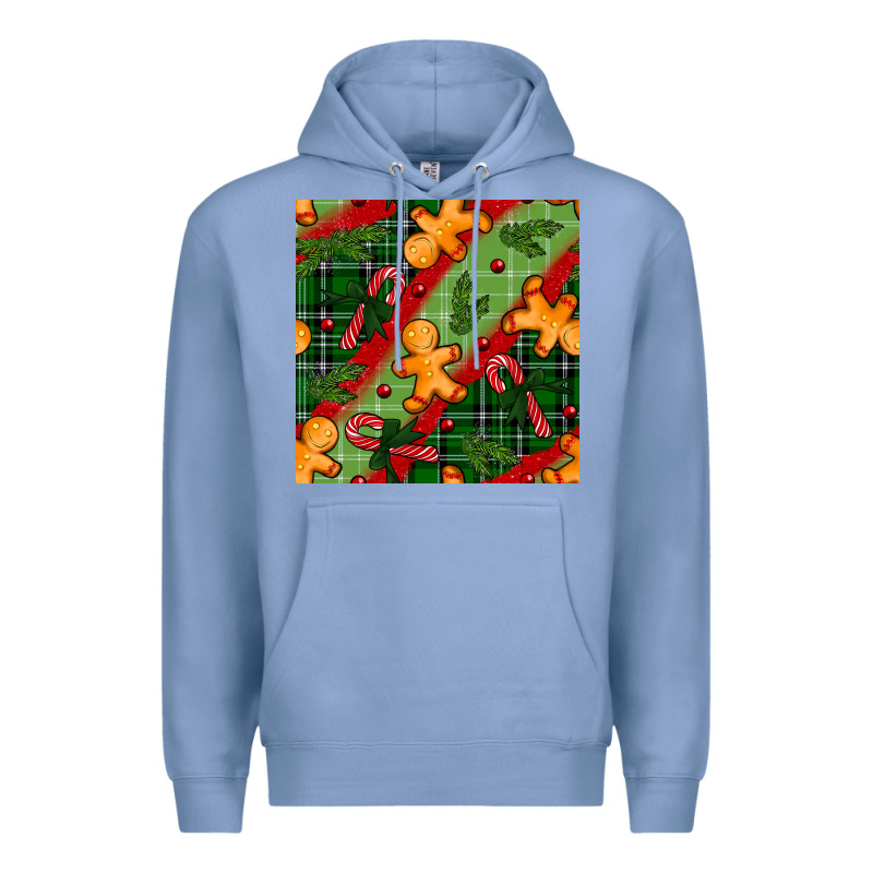 Christmas Gingerbread Man And Candy Cane Seamless Pattern Premium Hoodie by BundleAndBundleShop | Teevron