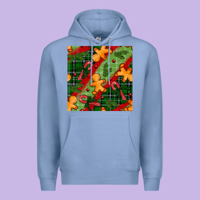 Christmas Gingerbread Man And Candy Cane Seamless Pattern Premium Hoodie Designed By Bundleandbundleshop