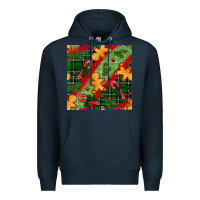 Navy christmas gingerbread man and candy cane seamless pattern Premium Hoodie - BundleAndBundleShop