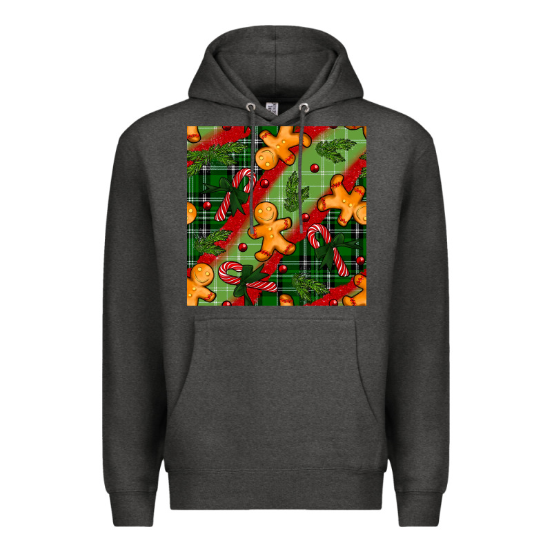 Christmas Gingerbread Man And Candy Cane Seamless Pattern Premium Hoodie by BundleAndBundleShop | Teevron