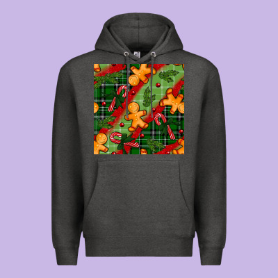 Christmas Gingerbread Man And Candy Cane Seamless Pattern Premium Hoodie Designed By Bundleandbundleshop