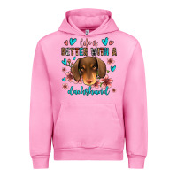 Fuchsia Pink life is better with a dachshund Urban Hoodie - Jasminsmagicworld