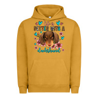 Pigment Peanut Butter life is better with a dachshund Urban Hoodie - Jasminsmagicworld