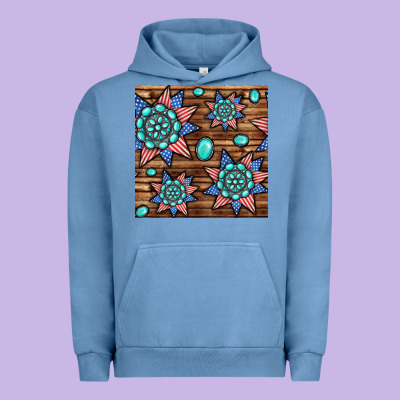 4th Of July Turquoise Gemstone Seamless Pattern Urban Hoodie Designed By Bundleandbundleshop