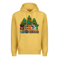 Antique Gold merry christmas with christmas trees Premium Hoodie - AdoDesignShop