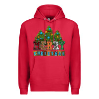 Cardinal merry christmas with christmas trees Premium Hoodie - AdoDesignShop