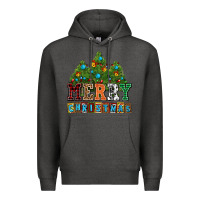 Charcoal Heather merry christmas with christmas trees Premium Hoodie - AdoDesignShop