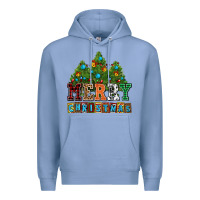 Colony Blue merry christmas with christmas trees Premium Hoodie - AdoDesignShop