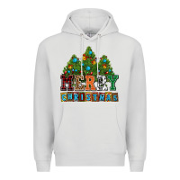 Dove Grey merry christmas with christmas trees Premium Hoodie - AdoDesignShop
