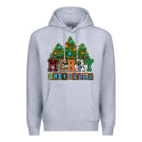 Heather Grey merry christmas with christmas trees Premium Hoodie - AdoDesignShop