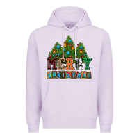 Lilac merry christmas with christmas trees Premium Hoodie - AdoDesignShop