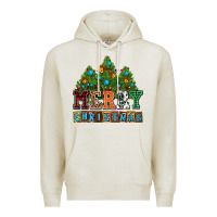 Oatmeal Heather merry christmas with christmas trees Premium Hoodie - AdoDesignShop
