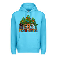 Ocean Blue merry christmas with christmas trees Premium Hoodie - AdoDesignShop