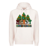 Pale Pink merry christmas with christmas trees Premium Hoodie - AdoDesignShop