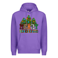 Purple merry christmas with christmas trees Premium Hoodie - AdoDesignShop
