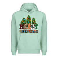 Seafoam merry christmas with christmas trees Premium Hoodie - AdoDesignShop