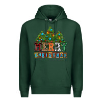 Sports Green merry christmas with christmas trees Premium Hoodie - AdoDesignShop