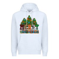 White merry christmas with christmas trees Premium Hoodie - AdoDesignShop