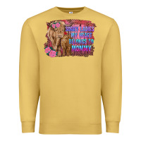 Antique Gold sorry ladies my heart belongs to mommy highland cow and calf Premium Sweatshirt - RanaPortraitStore
