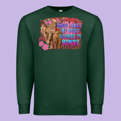 Sorry Ladies My Heart Belongs To Mommy Highland Cow And Calf Premium Sweatshirt Designed By Ranaportraitstore