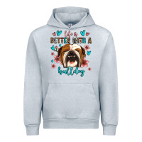 Heather Grey life is better with a bulldog Urban Hoodie - Jasminsmagicworld