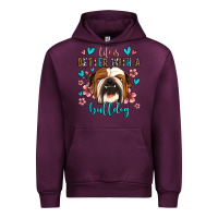 Mauve Wine life is better with a bulldog Urban Hoodie - Jasminsmagicworld