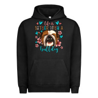 Pigment Black life is better with a bulldog Urban Hoodie - Jasminsmagicworld